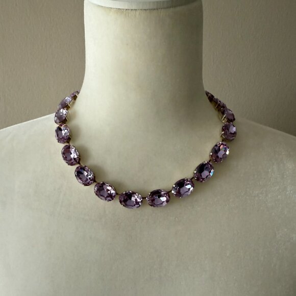 Anna Wintour Style Violet Purple Lavender Crystal Statement Collet Necklace - Picture 6 of 13